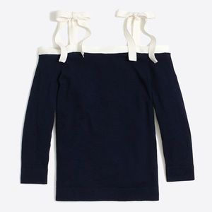 J Crew Tie Cold Shoulder Sweater Size M